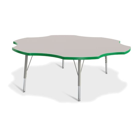 Jonti-Craft Berries Six Leaf Activity Table, 60 in., E-height, Freckled Gray/Green/Gray 6458JCE119